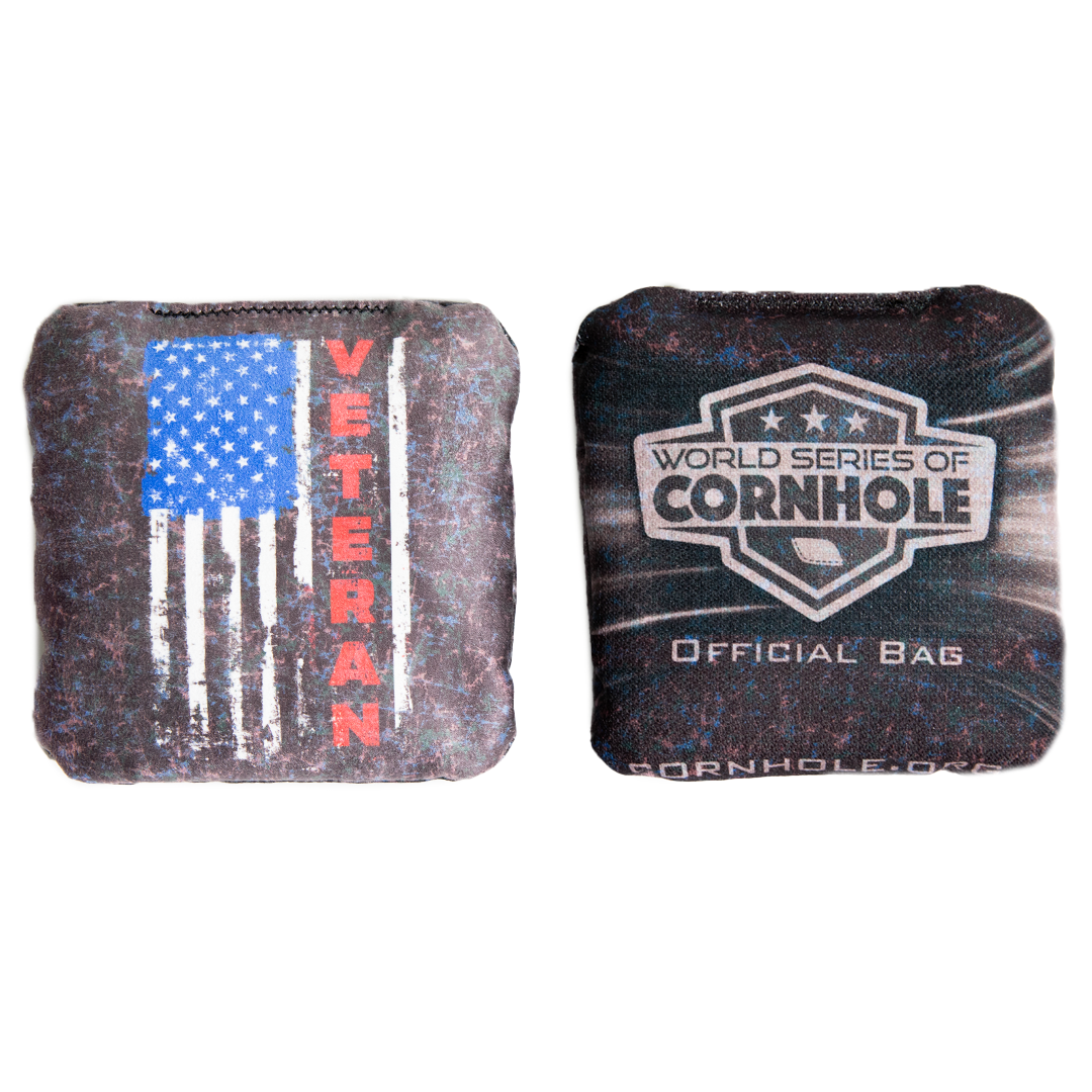 World Series of Cornhole Official 6-IN Professional Cornhole Bag Rapter - Veteran Flag