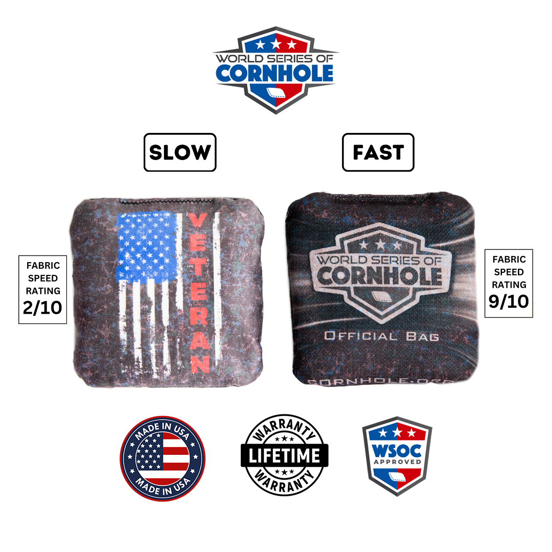 World Series of Cornhole Official 6-IN Professional Cornhole Bag Rapter - Veteran Flag