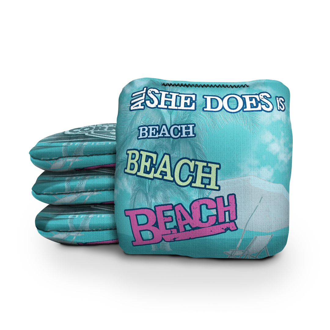 6-IN Professional Cornhole Bag Rapter - All She Does is Beach