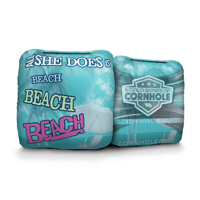 World Series of Cornhole 6-IN Professional Cornhole Bag Rapter - All She Does is Beach