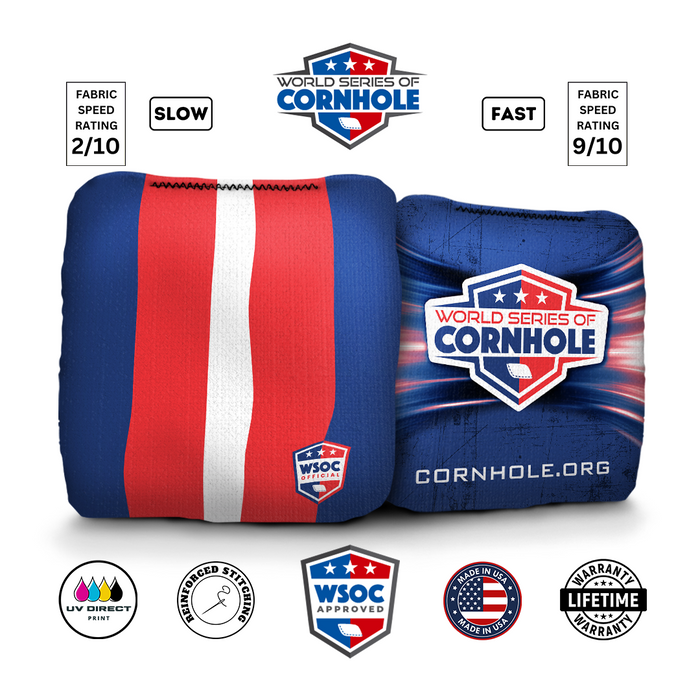 World Series of Cornhole 6-IN Professional Cornhole Bag Rapter - Classic Stripes