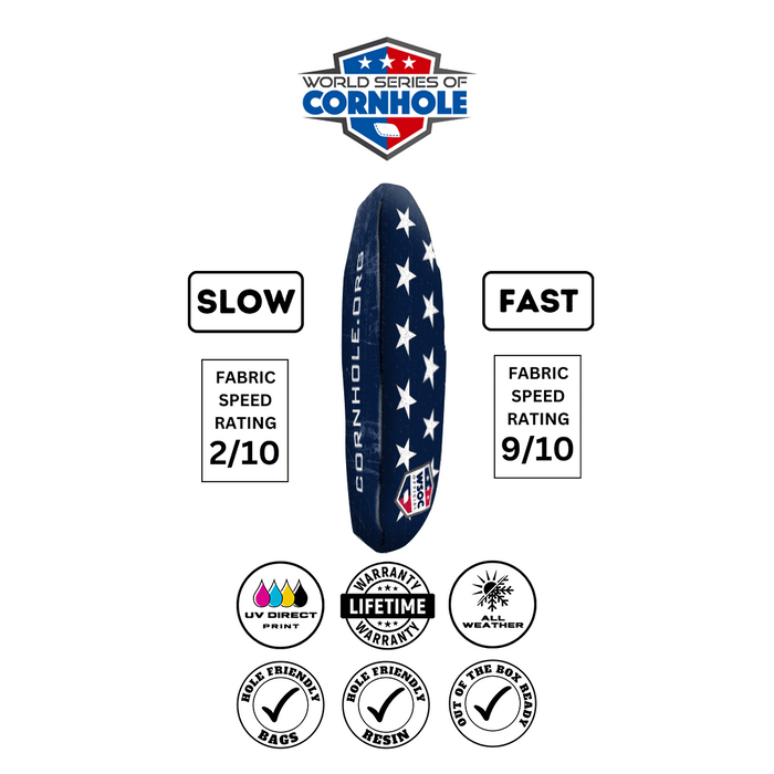 World Series of Cornhole 6-IN Professional Cornhole Bag Rapter - Patriotic Stars and Stripes