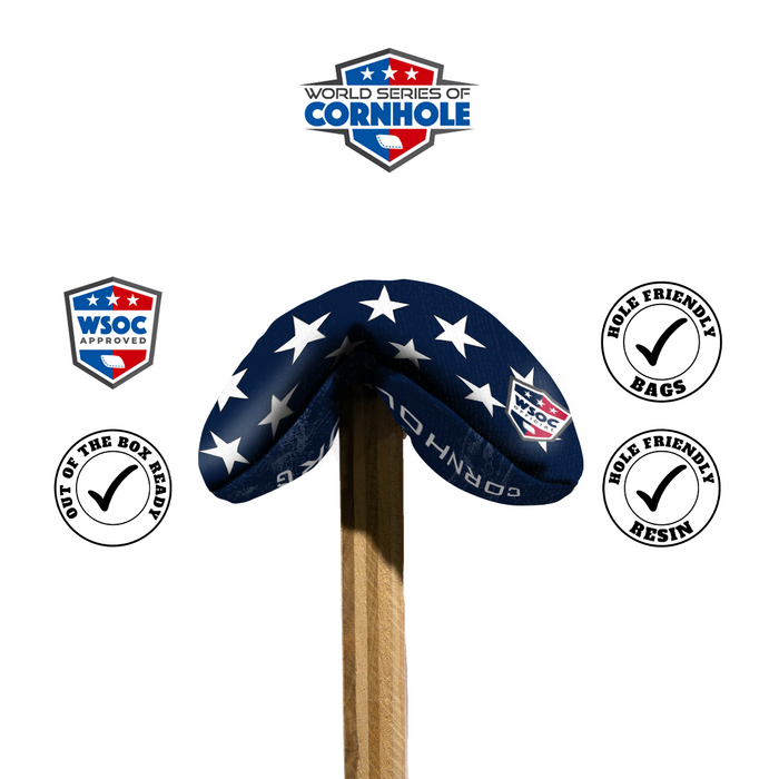 World Series of Cornhole 6-IN Professional Cornhole Bag Rapter - Patriotic Stars and Stripes