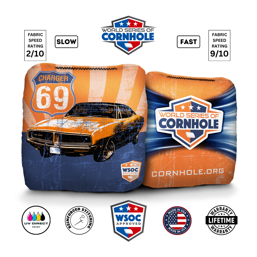 World Series of Cornhole 6-IN Professional Cornhole Bag Rapter - 69' Charger Orange