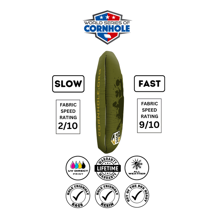 World Series of Cornhole 6-IN Professional Cornhole Bag Rapter - Apache Green