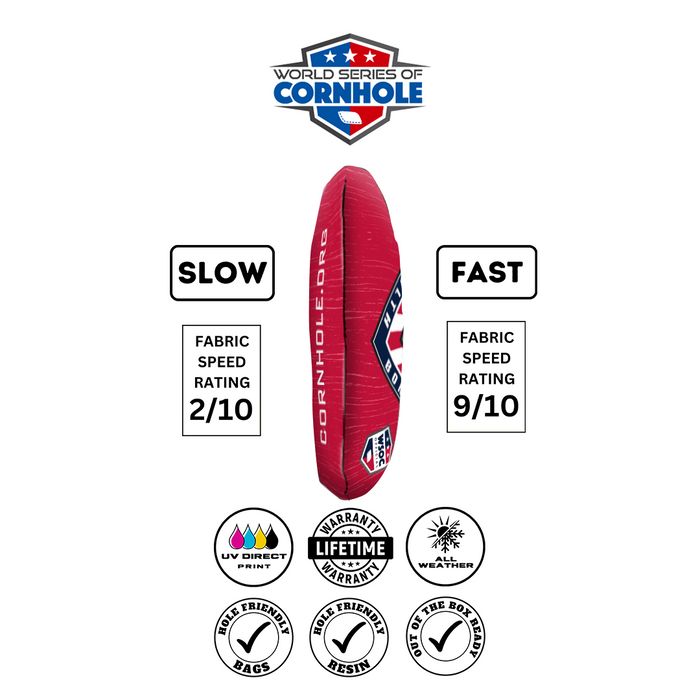 World Series of Cornhole Official 6-IN Professional Cornhole Bag Rapter - Stealth Bomber Red