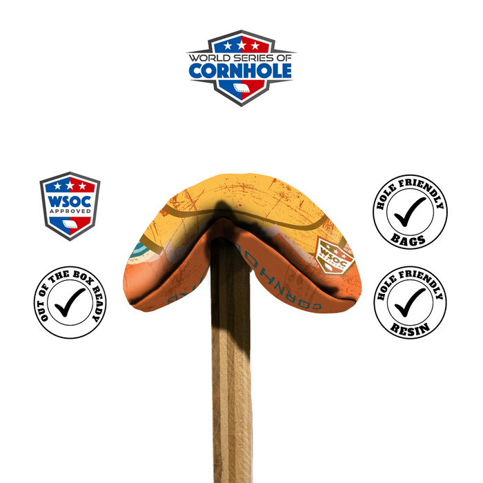 World Series of Cornhole 6-IN Professional Cornhole Bag Rapter - Hippy Love Orange