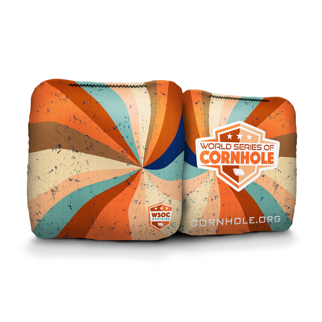 World Series of Cornhole Official 6-IN Professional Cornhole Bag Rapter - Retro Swirl Orange