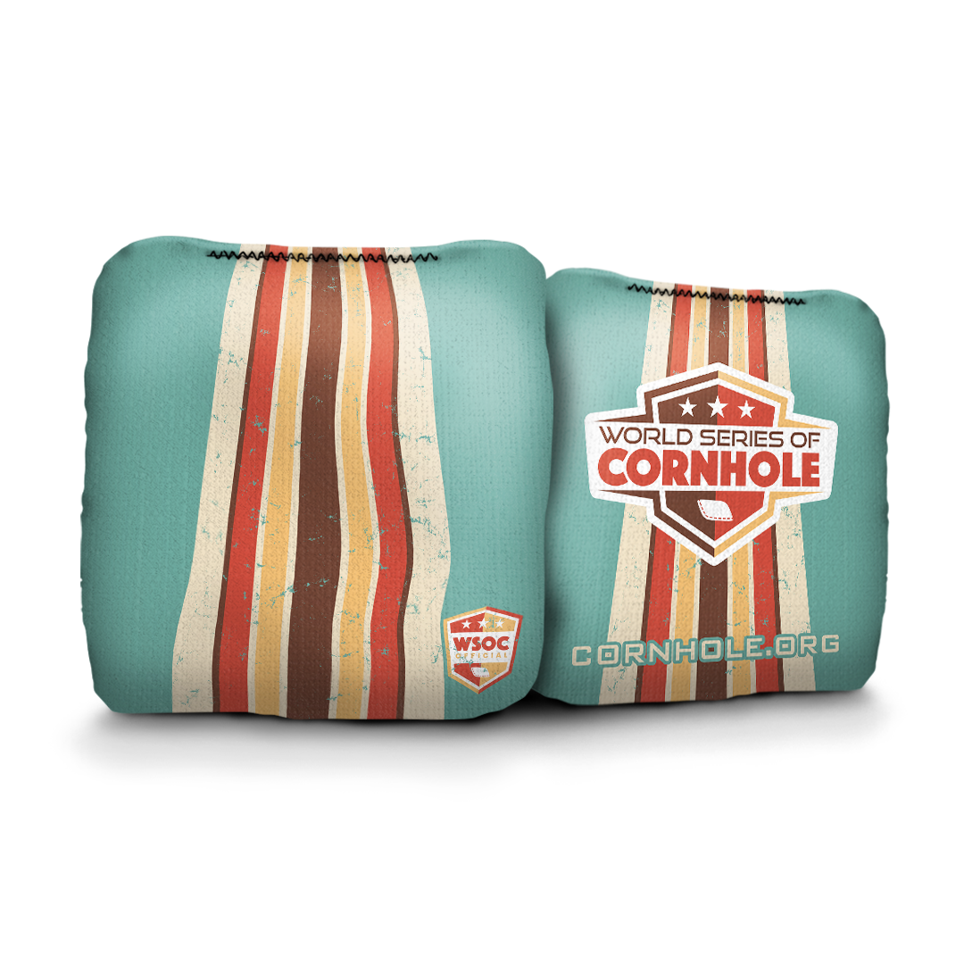 World Series of Cornhole Official 6-IN Professional Cornhole Bag Rapter - Retro Stripes Blue