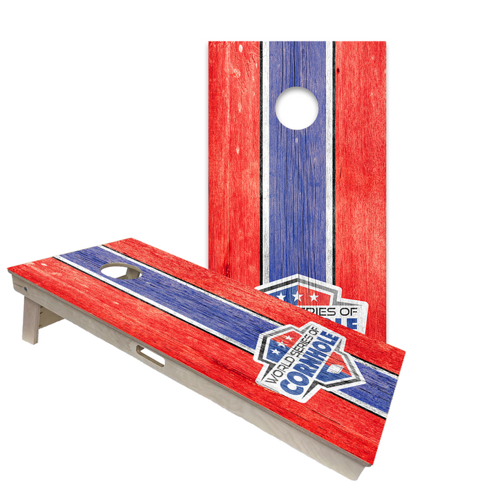 World Series of Cornhole Official 2' x 4' Professional Cornhole Board Runway 2402P - WSOC Stripes Red and Blue