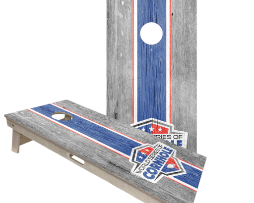World Series of Cornhole Official 2' x 4' Professional Cornhole Board Runway 2402P - WSOC Stripes Grey and Blue