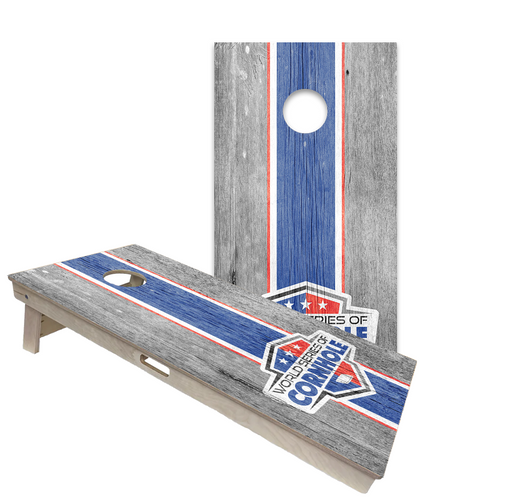 World Series of Cornhole Official 2' x 4' Professional Cornhole Board Runway 2402P - WSOC Stripes Grey and Blue