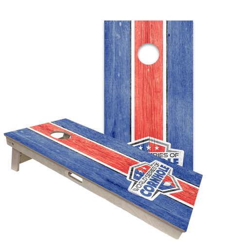 World Series of Cornhole Official 2' x 4' Professional Cornhole Board Runway 2402P - WSOC Stripes Blue and Red