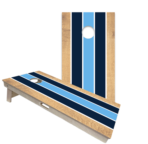World Series of Cornhole Official 2' x 4' Professional Cornhole Board Runway 2402P - Classic Stripes Navy and Baby Blue