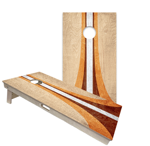 World Series of Cornhole Official 2' x 4' Professional Cornhole Board Runway 2402P - Retro Wood Curved Stripes