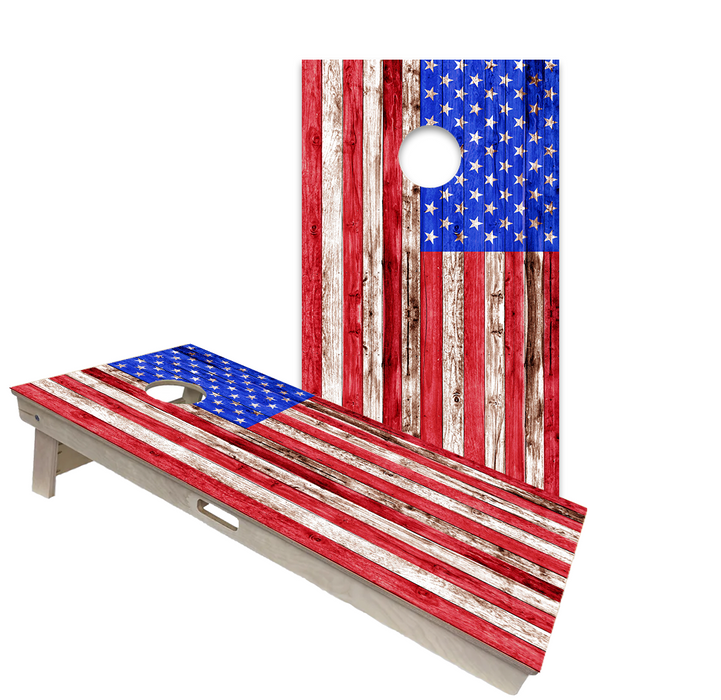 World Series of Cornhole Official 2' x 4' Professional Cornhole Board Runway 2402P - American Flag Light