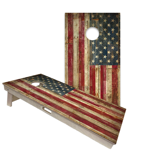 World Series of Cornhole Official 2' x 4' Professional Cornhole Board Runway 2402P - American Flag Rustic