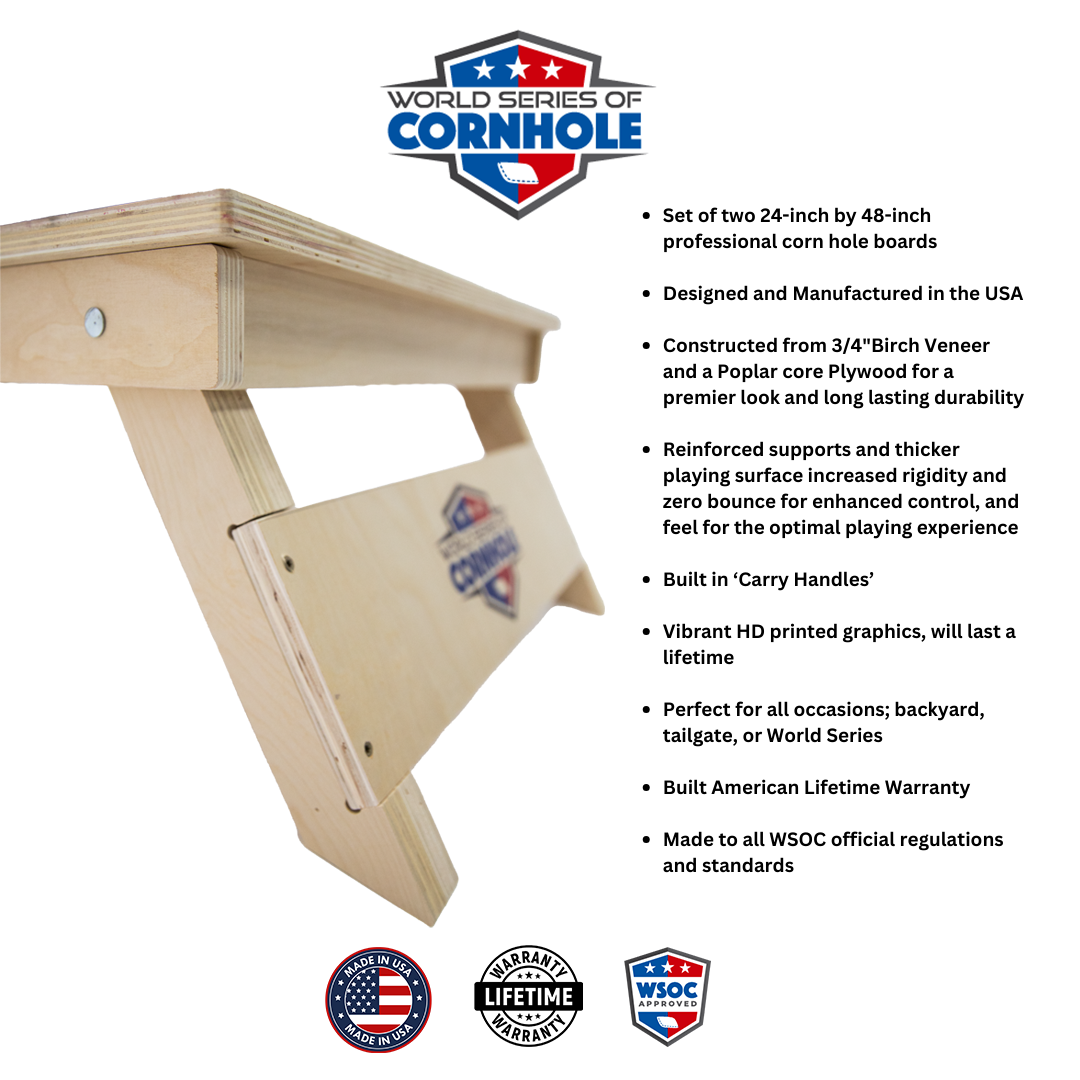 World Series of Cornhole Official 2' x 4' Professional Cornhole Board Runway 2402P - Classic Stripes