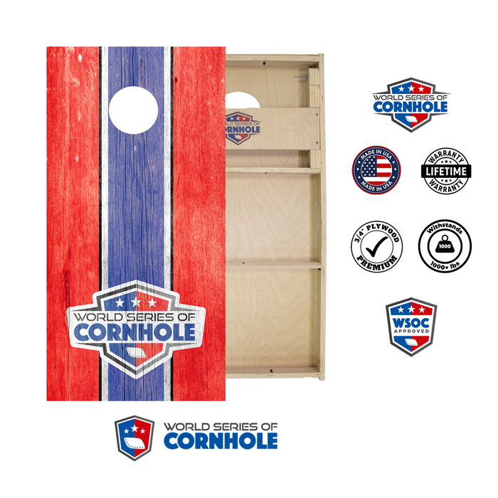 World Series of Cornhole Official 2' x 4' Professional Cornhole Board Runway 2402P - WSOC Stripes
