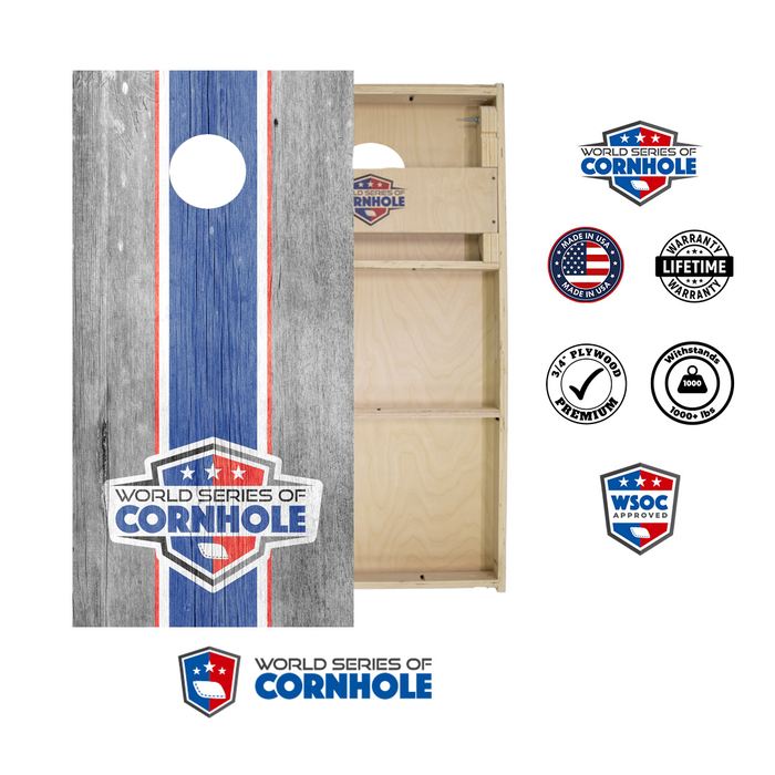 World Series of Cornhole Official 2' x 4' Professional Cornhole Board Runway 2402P - WSOC Stripes
