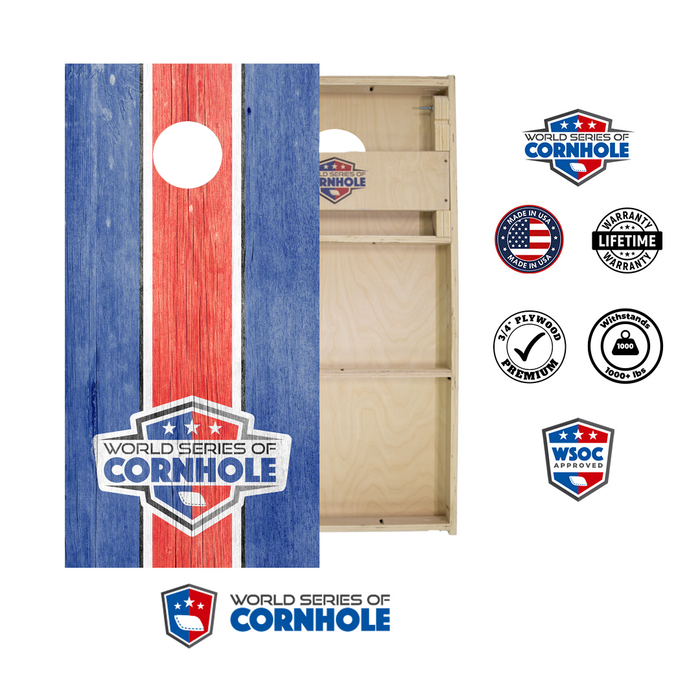 World Series of Cornhole Official 2' x 4' Professional Cornhole Board Runway 2402P - WSOC Stripes