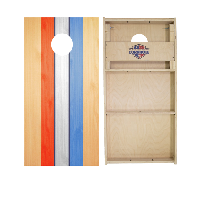 World Series of Cornhole Official 2' x 4' Professional Cornhole Board Runway 2402P -  Retro USA Stripes