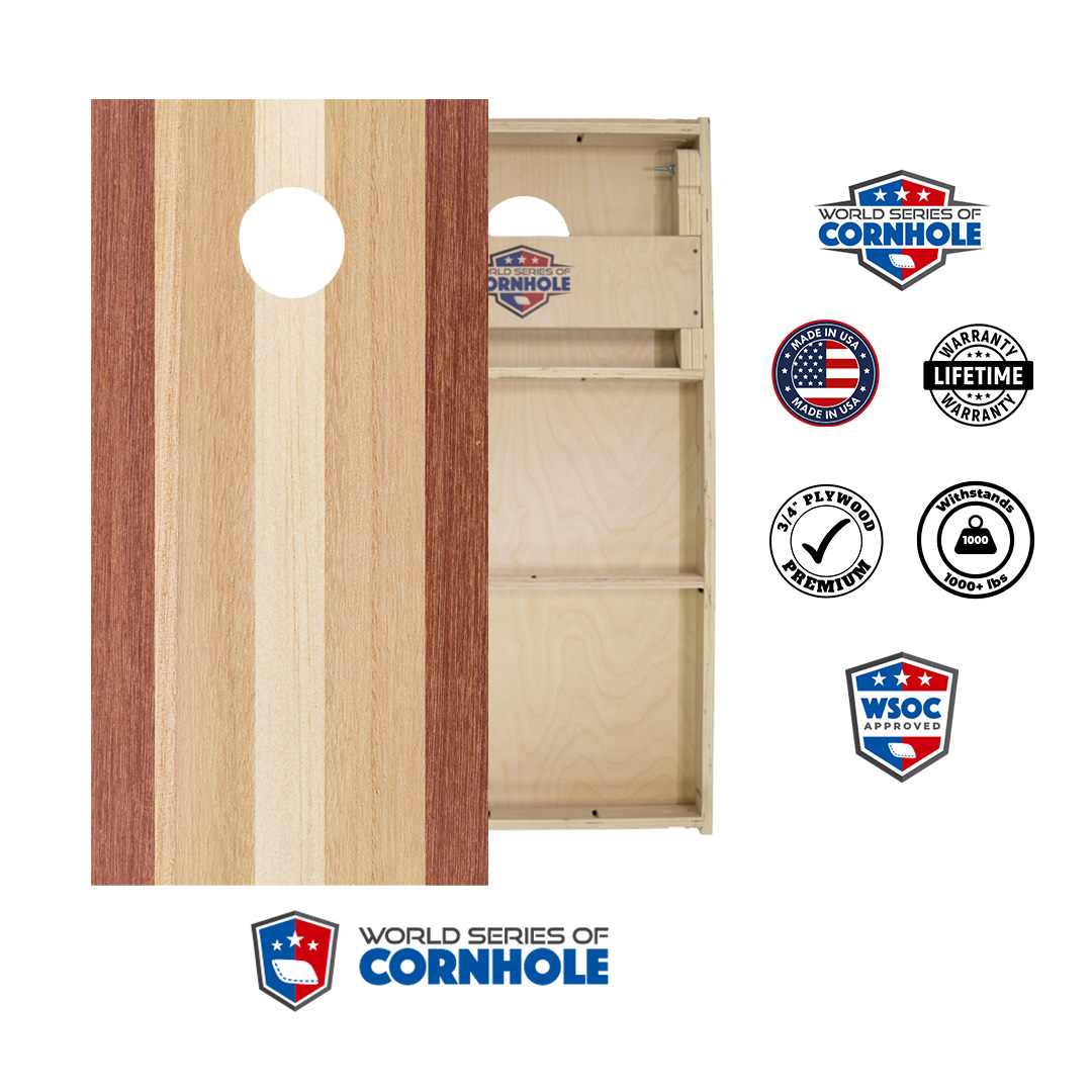 World Series of Cornhole Official 2' x 4' Professional Cornhole Board Runway 2402P - Classic Striped Woody