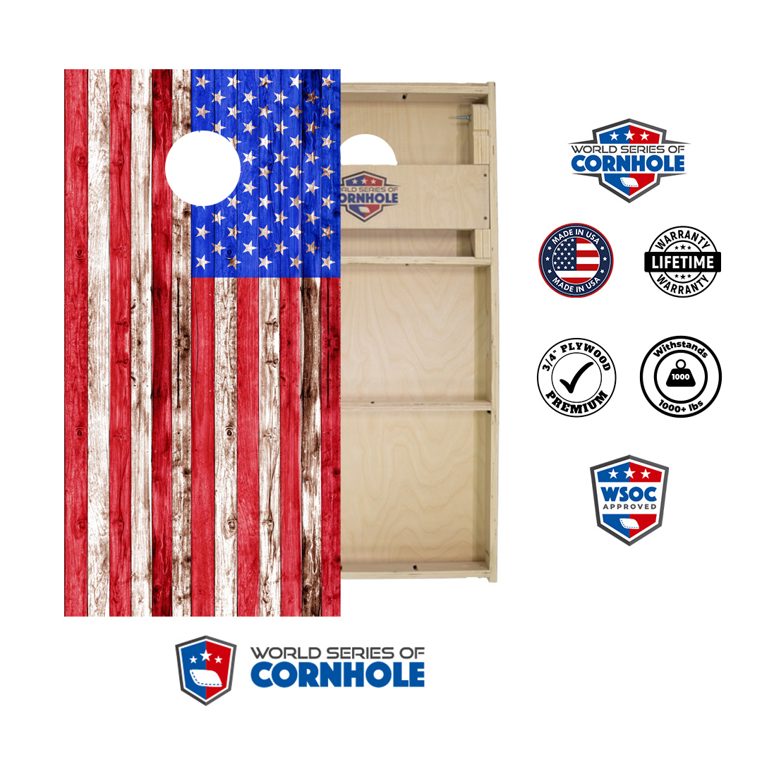 World Series of Cornhole Official 2' x 4' Professional Cornhole Board Runway 2402P - American Flag