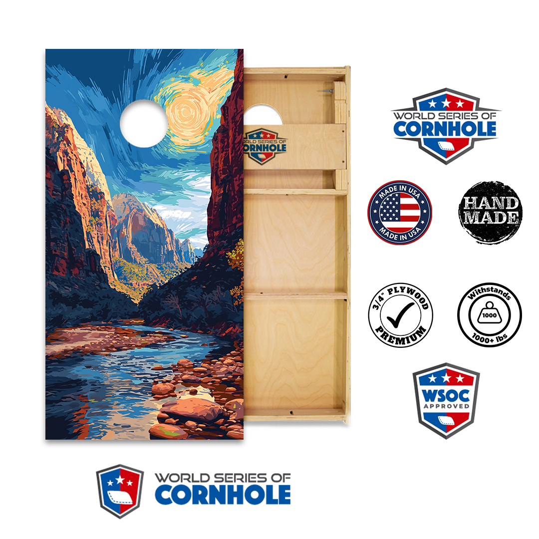 World Series of Cornhole Official 2' x 4' Professional Cornhole Board Runway 2402P - National Park - Zion