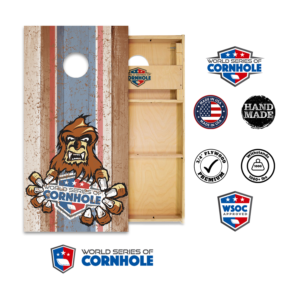 World Series of Cornhole Official 2' x 4' Professional Cornhole Board Runway 2402P - Animated Sasquatch