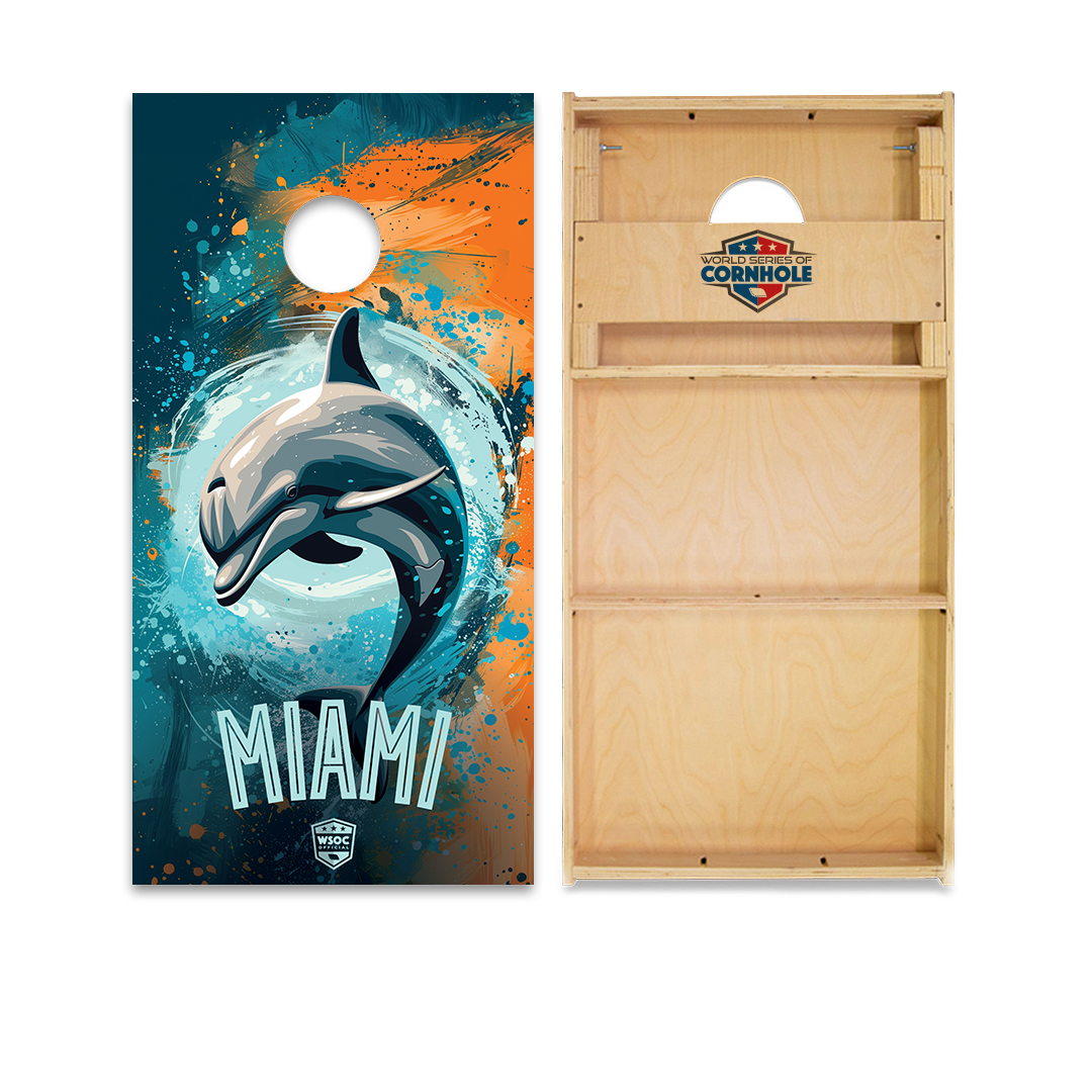 World Series of Cornhole Official 2' x 4' Professional Cornhole Board Runway 2402P - Miami Dolphins