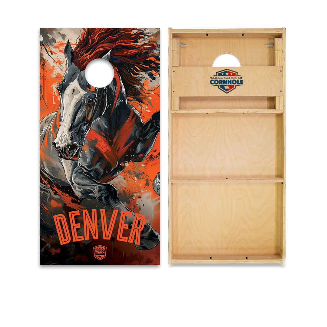 World Series of Cornhole Official 2' x 4' Professional Cornhole Board Runway 2402P - Denver Broncos