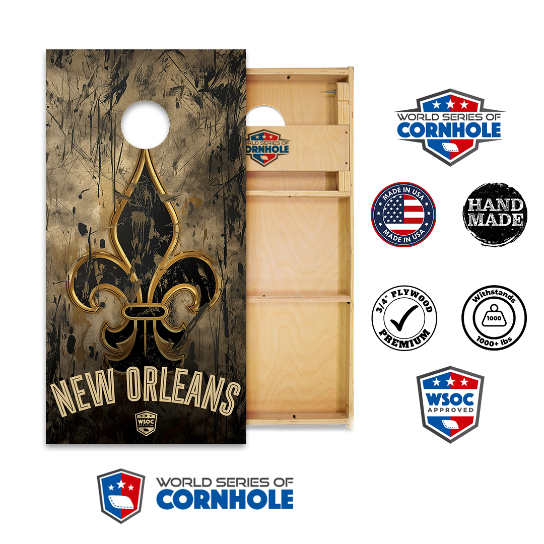 World Series of Cornhole Official 2' x 4' Professional Cornhole Board Runway 2402P - New Orleans Saints