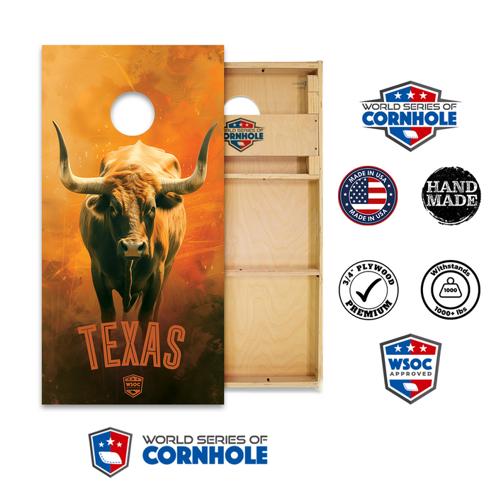 World Series of Cornhole Official 2' x 4' Professional Cornhole Board Runway 2402P - Texas Longhorns