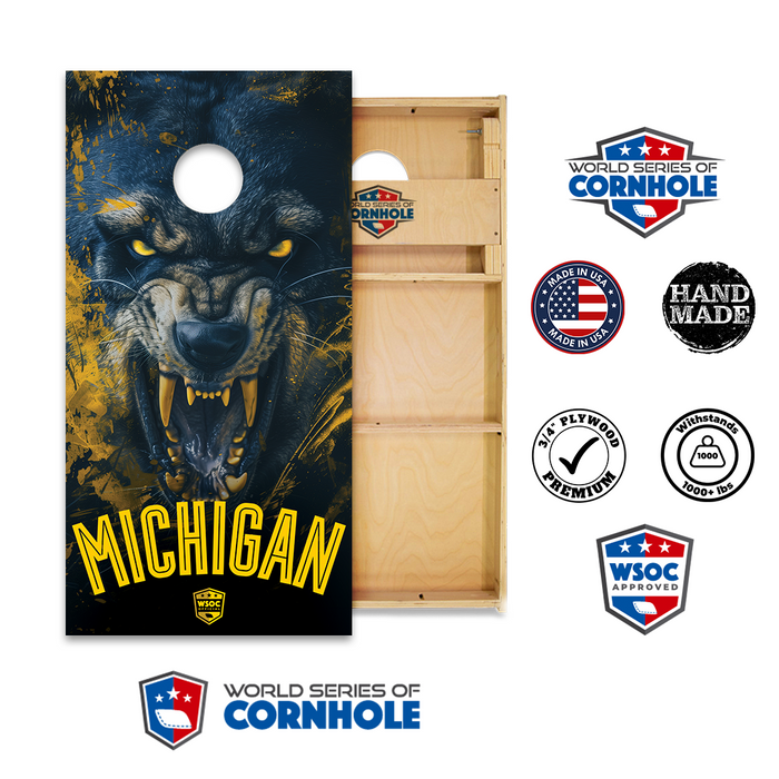 World Series of Cornhole Official 2' x 4' Professional Cornhole Board Runway 2402P - Michigan Wolverines