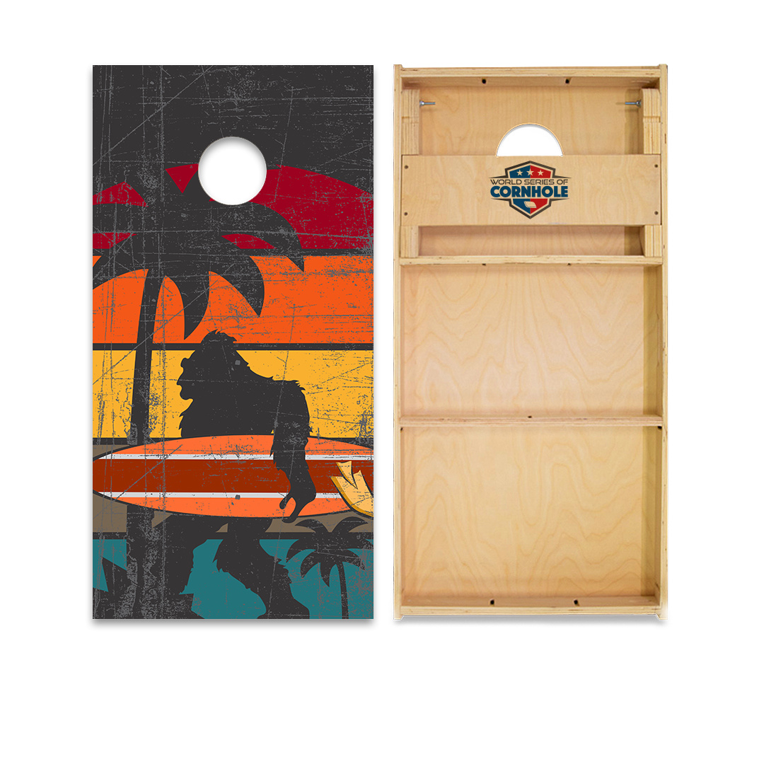 World Series of Cornhole Official 2' x 4' Professional Cornhole Board Runway 2402P - Surfing Sasquatch