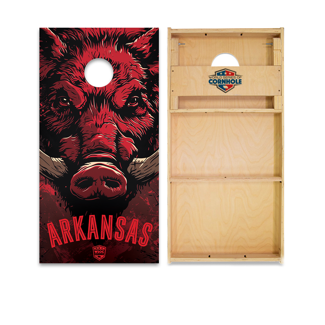 World Series of Cornhole Official 2' x 4' Professional Cornhole Board Runway 2402P - Arkansas Razorbacks