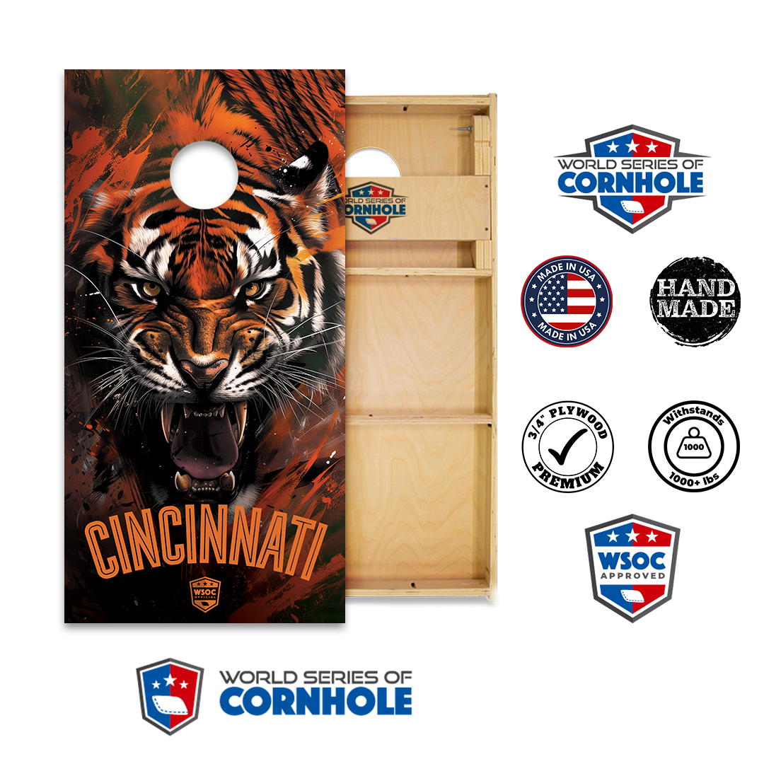 World Series of Cornhole Official 2' x 4' Professional Cornhole Board Runway 2402P - Cincinnati Bengals