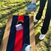 World Series of Cornhole Lightweight Cornhole Set - Blue and Red Stripes Boards with Navy and Red Bags