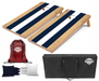 World Series of Cornhole Lightweight Cornhole Set - Navy and White Stripes Boards with Navy and White Bags