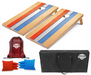 World Series of Cornhole Lightweight Cornhole Set - Retro USA Striped Boards with Orange and Baby Blue Bags