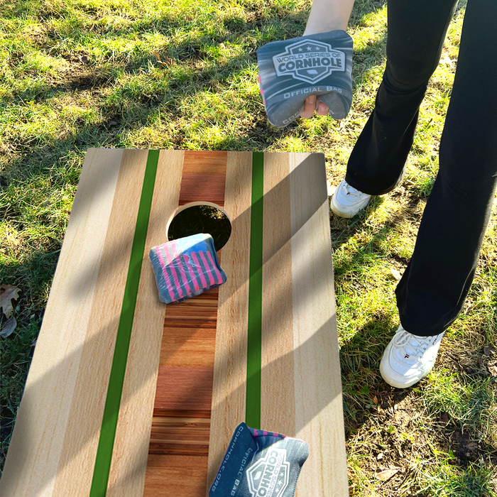 World Series of Cornhole Lightweight Cornhole Set - Sierra Surfboard Boards with White and Kelly Green Bags