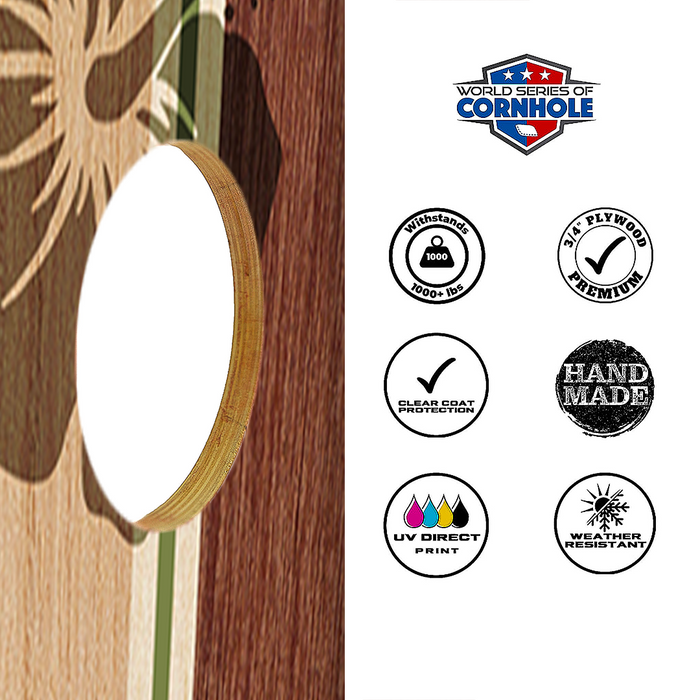 World Series of Cornhole Lightweight Cornhole Set - Hollis Surfboard Boards with Red and Royal Blue Bags