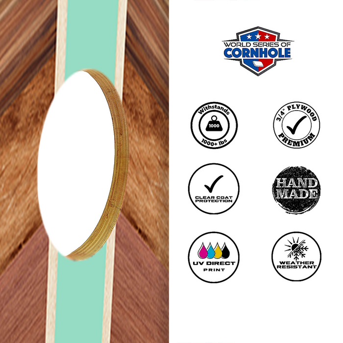 World Series of Cornhole Lightweight Cornhole Set - Surfboard Boards with Red and Royal Blue Bags