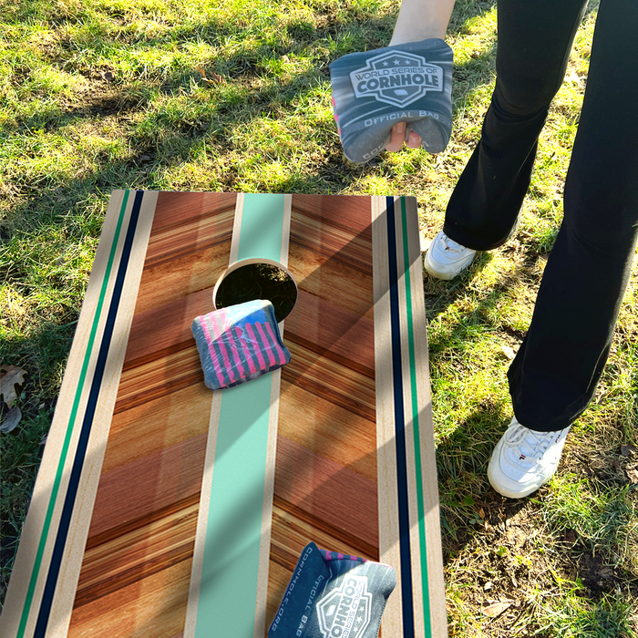 World Series of Cornhole Lightweight Cornhole Set - Surfboard Boards with Red and Royal Blue Bags