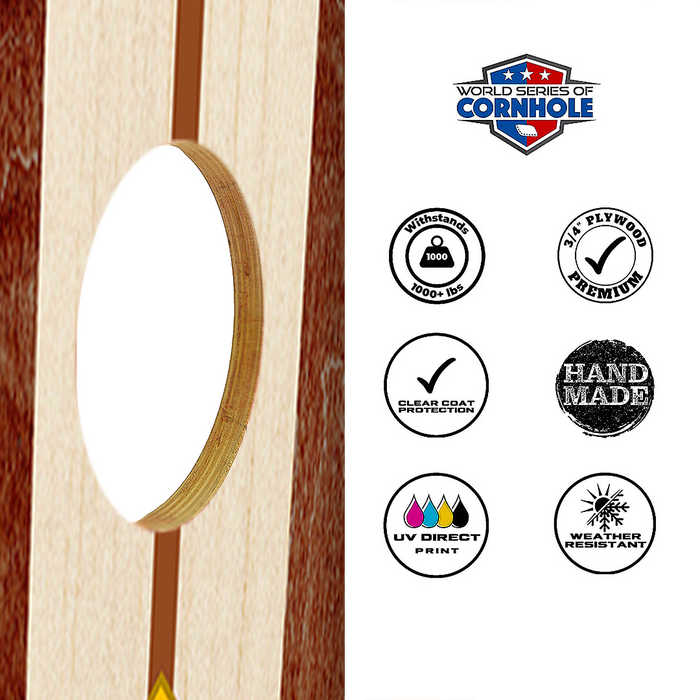 World Series of Cornhole Lightweight Cornhole Set - Dover Surfboard Boards with Red and Royal Blue Bags