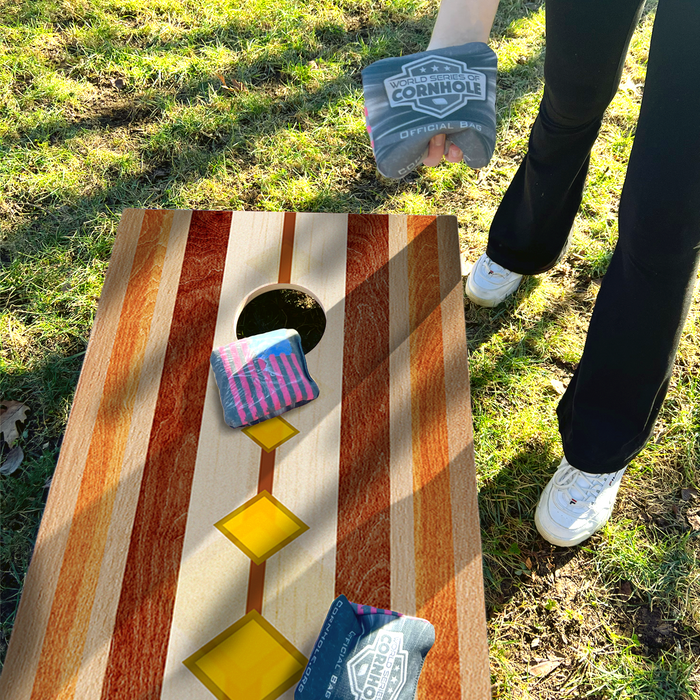 World Series of Cornhole Lightweight Cornhole Set - Dover Surfboard Boards with Red and Royal Blue Bags
