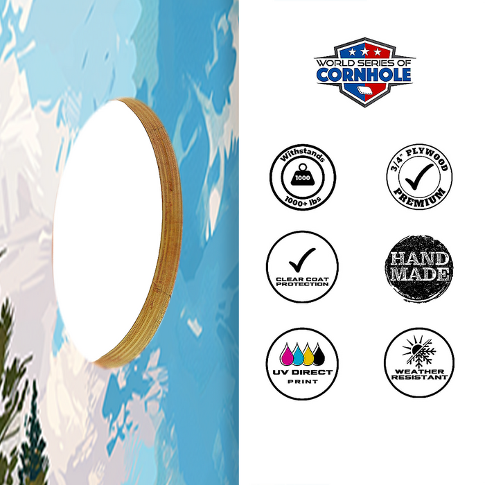 World Series of Cornhole Lightweight Cornhole Set - Acadia National Park Daytime Boards with Red and Royal Blue Bags