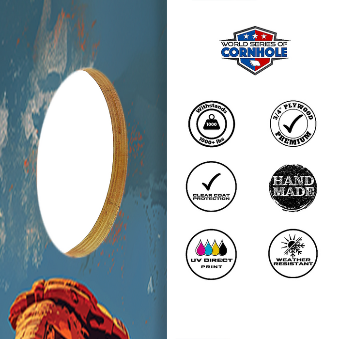 World Series of Cornhole Lightweight Cornhole Set - Arches National Park Daytime Boards with Red and Royal Blue Bags