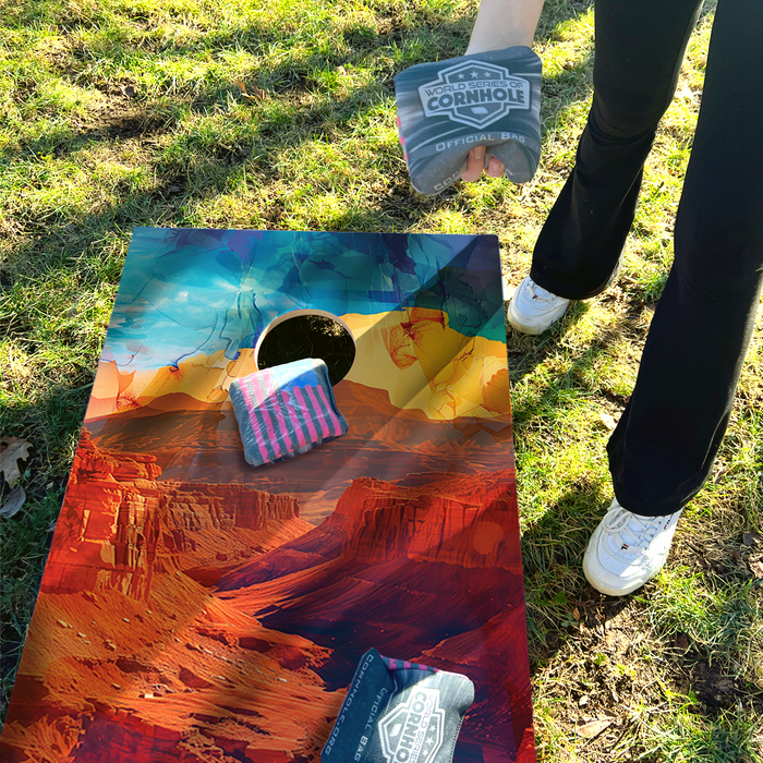 World Series of Cornhole Lightweight Cornhole Set - Capitol Reef National Park Daytime Boards with Red and Royal Blue Bags